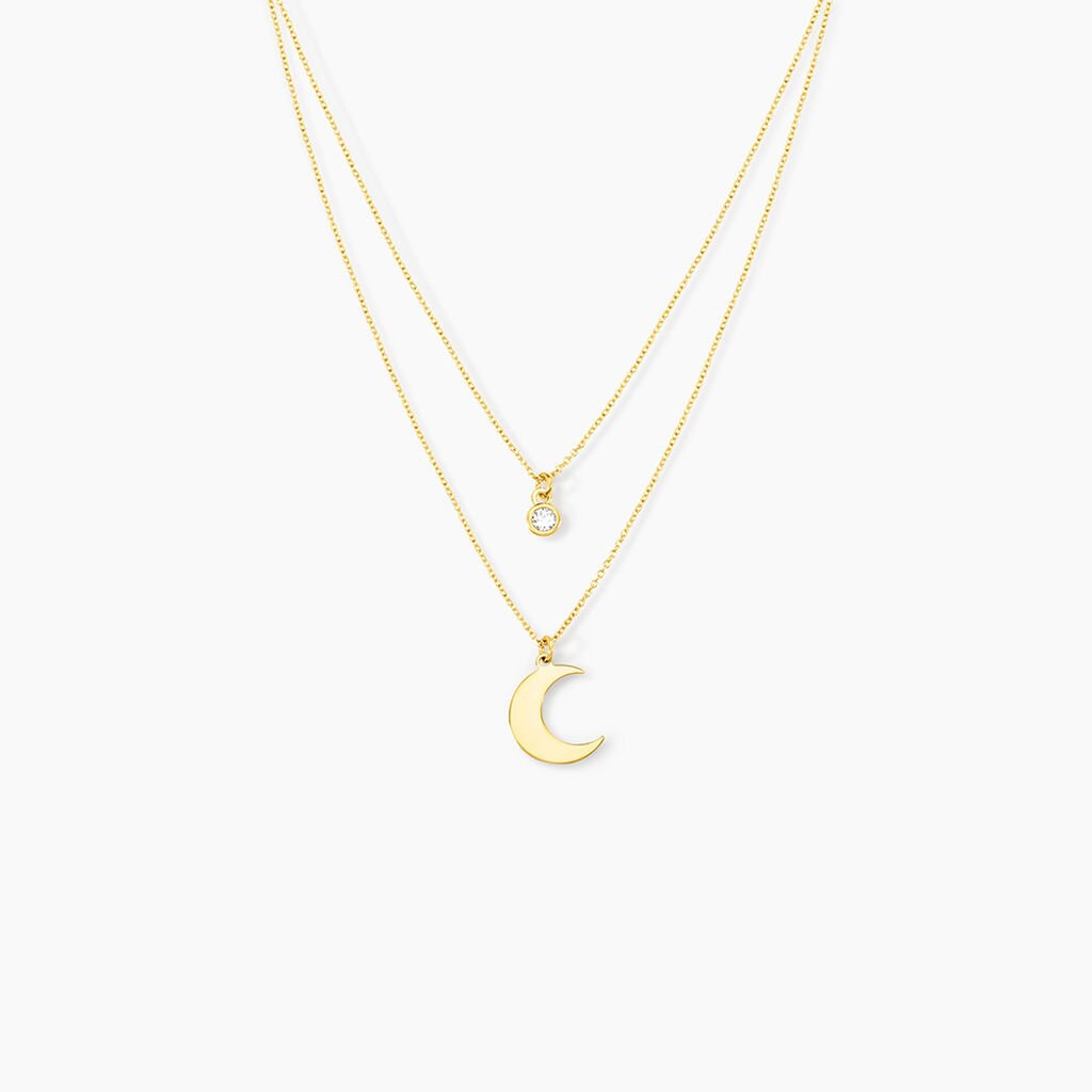 Collier Astre Argent Dor&eacute; Oxyde De Zirconium - Colliers fantaisie Femme | Histoire d&rsquo;Or