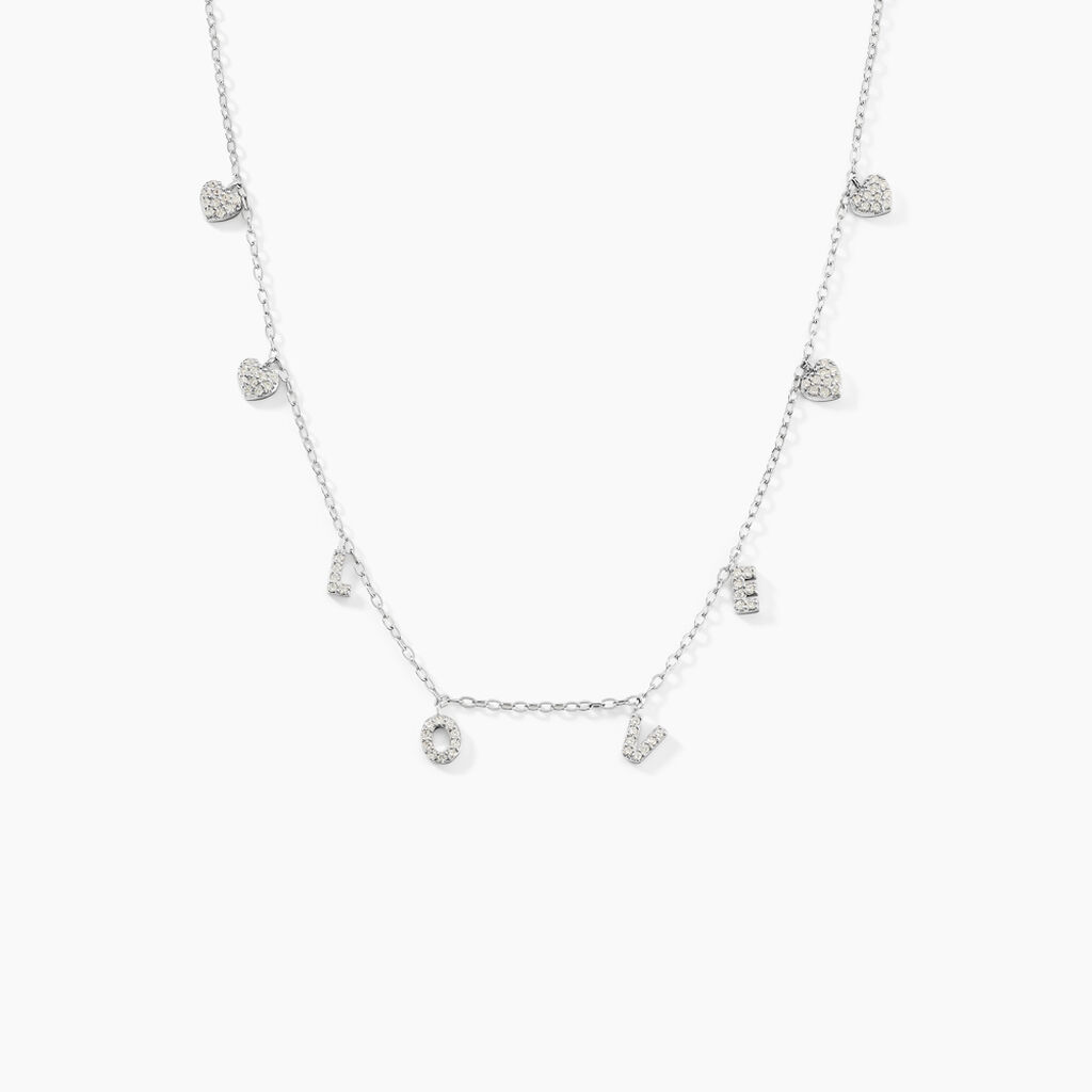 Collier Argent Blanc Deep In Love Oxyde De Zirconium - Colliers fantaisie Femme | Histoire d’Or