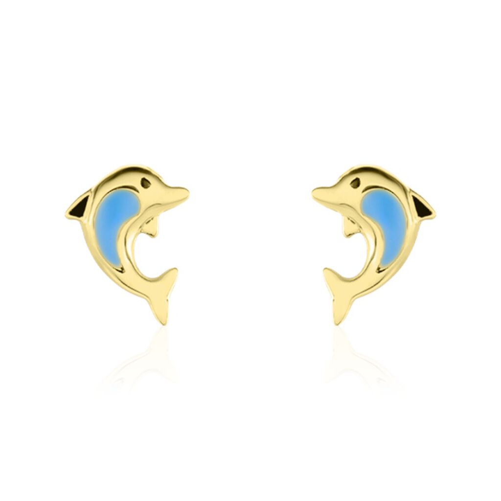 Boucles D'oreilles Puces Mael Dauphin Or Jaune - Clous d'oreilles Enfant | Histoire d’Or