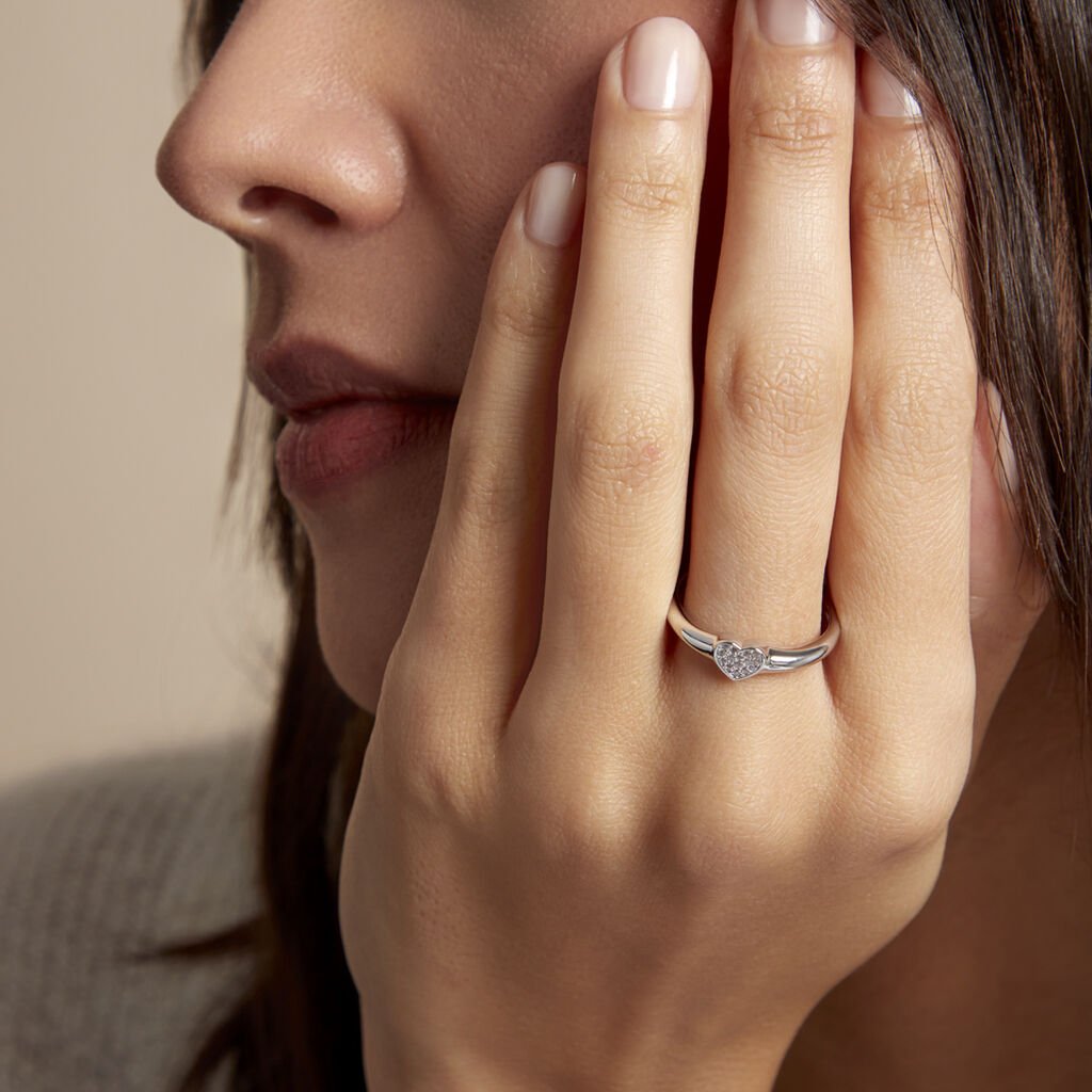 Chevalière Argent Deep In Love Oxydes De Zirconium - Bagues avec pierre Femme | Histoire d’Or