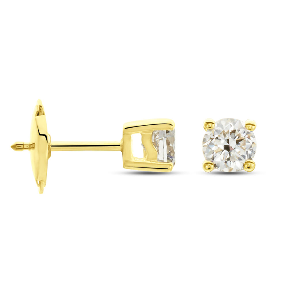 Boucles D'oreilles Puces Or Jaune Victoria Diamants - Clous d'oreilles Femme | Histoire d&rsquo;Or