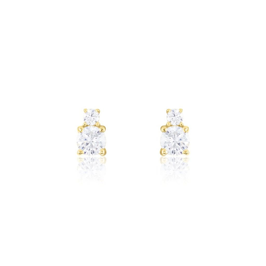 Boucles D'oreilles Puces Constancia Or Jaune Oxyde De Zirconium - Clous d'oreilles Femme | Histoire d’Or