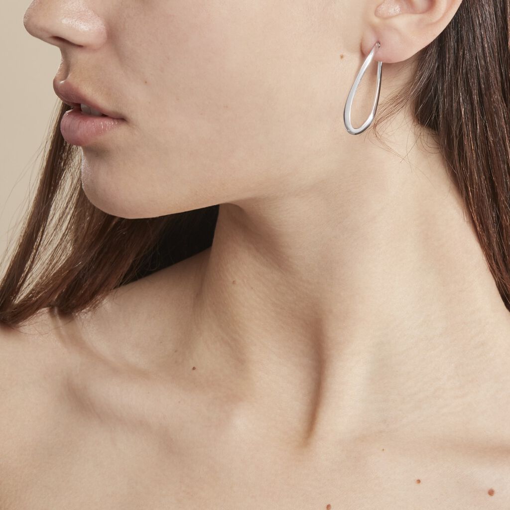 Créoles Argent Blanc Olivia - Boucles d'oreilles créoles Femme | Histoire d’Or