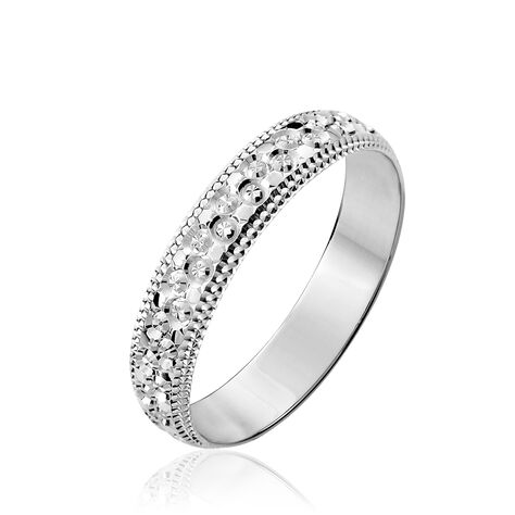 Alliance Fantaisie Diamantee Ruban Plat Or Blanc - Alliances Unisex | Histoire d&rsquo;Or