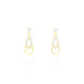 Boucles D'oreilles Pendantes Britain Or Jaune Oxyde De Zirconium - Boucles d'oreilles pendantes Femme | Histoire d’Or