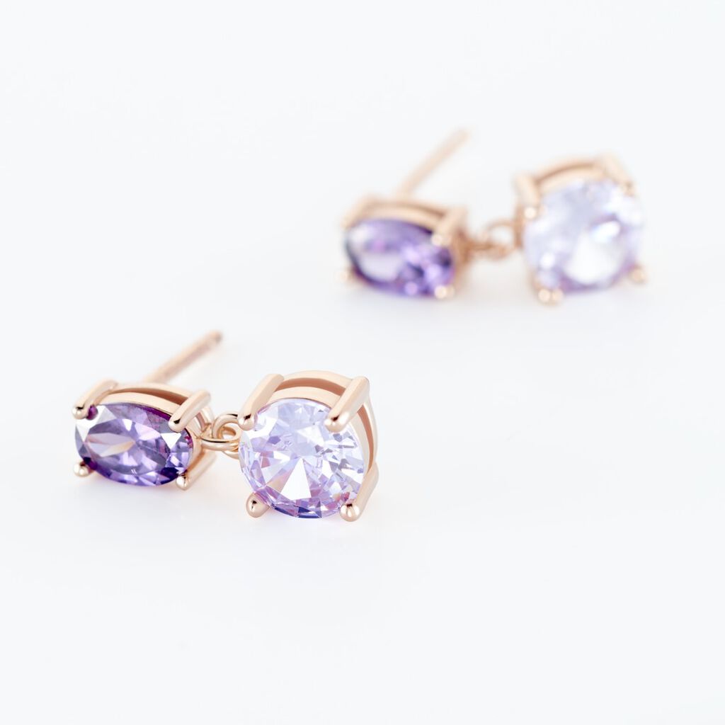 Boucles D'oreilles Pendantes Argent Rose Brenna Oxydes De Zirconium - Boucles d'oreilles fantaisie Femme | Histoire d’Or