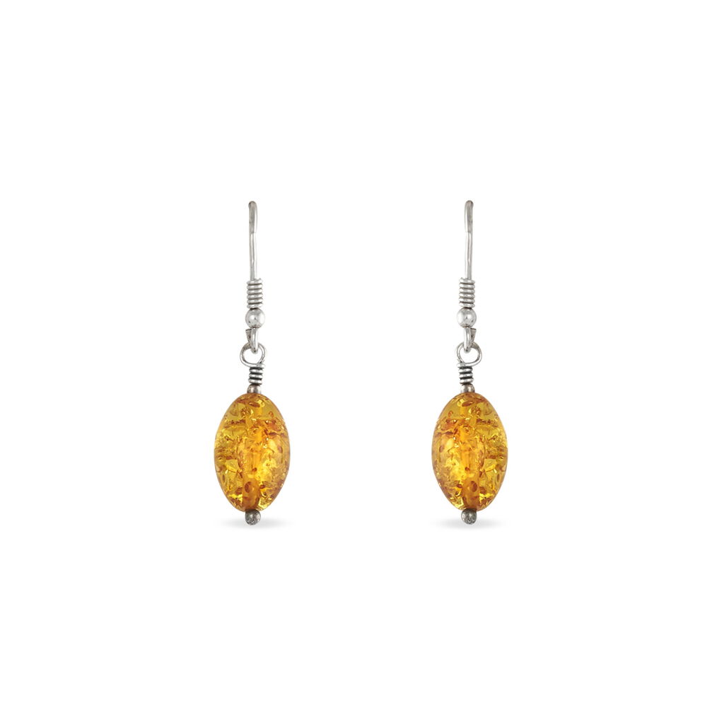 Boucles D'oreilles Argent Blanc Ilena Ambre - Boucles d'oreilles fantaisie Femme | Histoire d’Or
