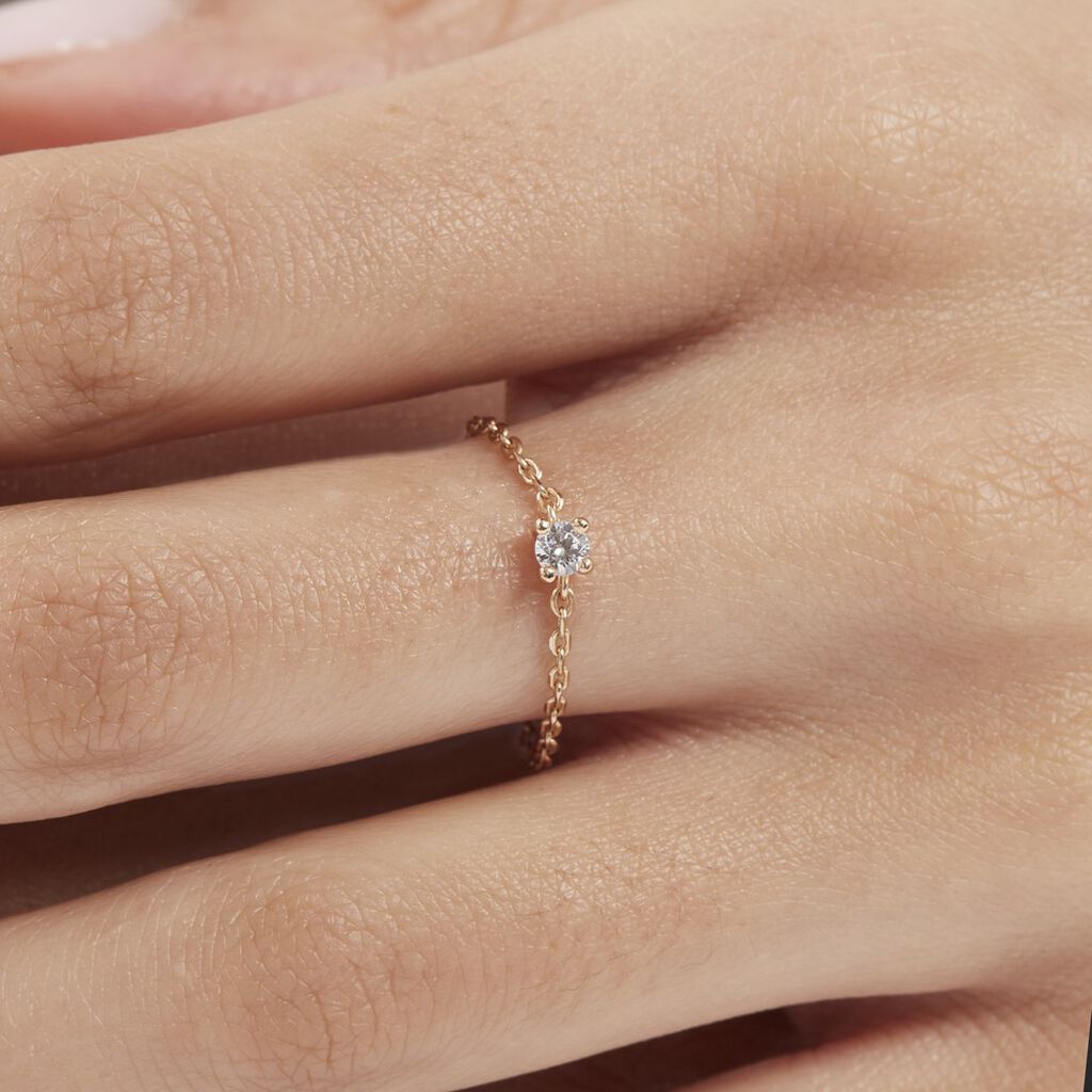 Bague Mahia Plaqué Or Jaune Oxyde De Zirconium - Bagues solitaires Femme | Histoire d’Or