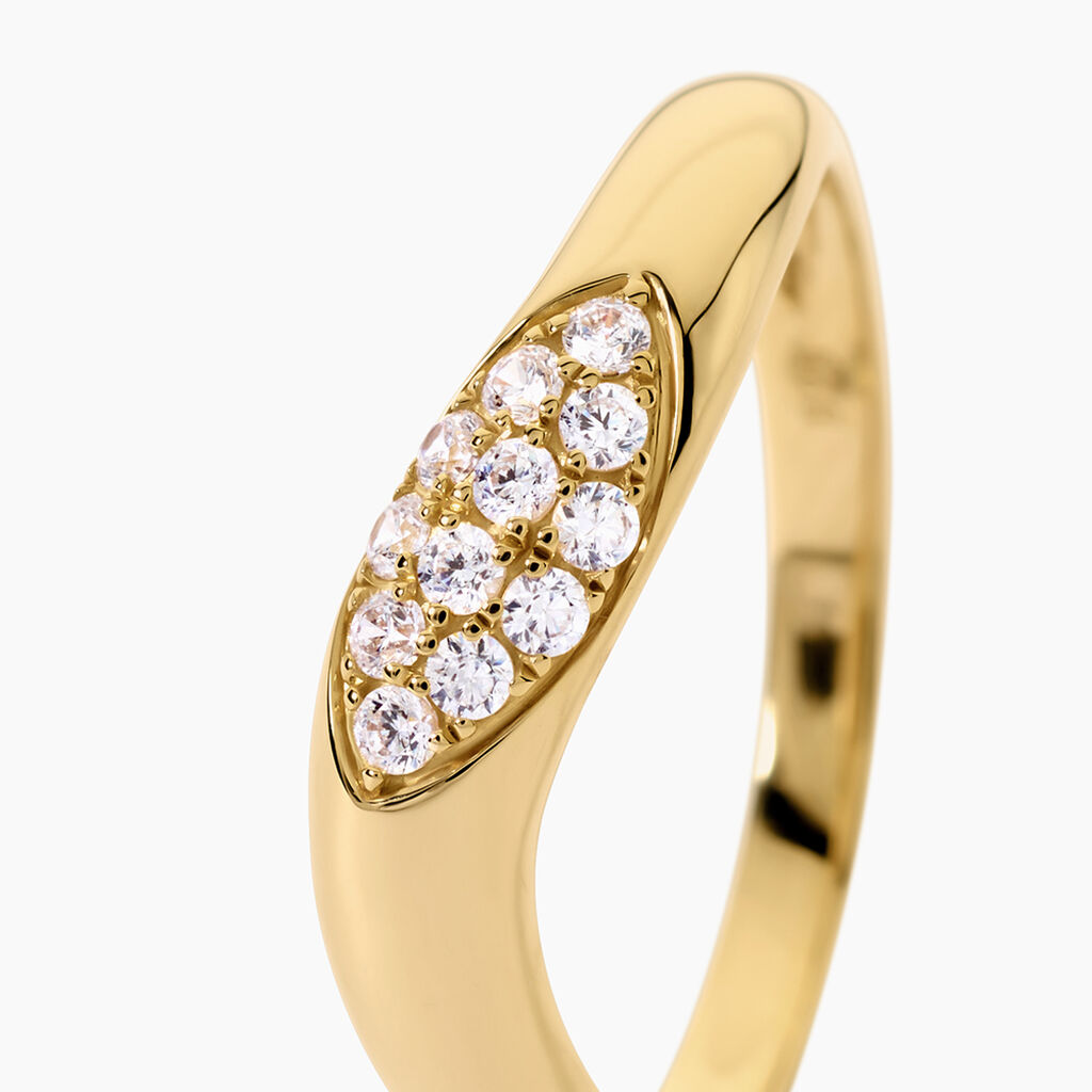 Bague Sunset Riviera Argent Dor&eacute; A L'Or 750/1000 Oxyde De Zirconium - Bagues avec pierre Femme | Histoire d&rsquo;Or
