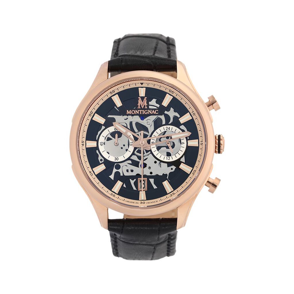 Montre Montignac Round Multifonction Noir - Montres Homme | Histoire d’Or