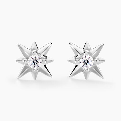 Boucles D'oreilles Puces Semira Argent Blanc Oxyde De Zirconium - Boucles d'oreilles fantaisie Femme | Histoire d&rsquo;Or