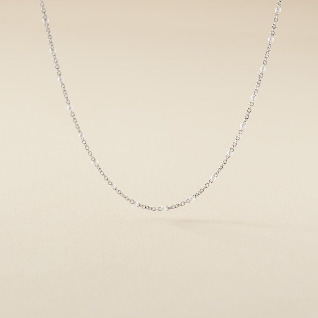 Collier Polka Argent Blanc - Ras de cou Femme | Histoire d&rsquo;Or