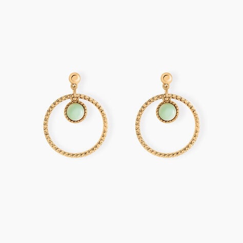 Boucles D'oreilles Pendantes Amalthea Plaqu&eacute; Or Dor&eacute; Aventurine Vert - Boucles d'oreilles fantaisie Femme | Histoire d&rsquo;Or