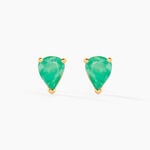 Boucles D'oreilles Puces Or Jaune Pluie D'Eclat Emeraude - Clous d'oreilles Femme | Histoire d&rsquo;Or