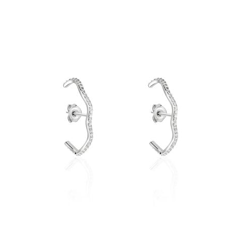 Boucles D'oreilles Lowri Argent Blanc Oxyde De Zirconium - Boucles d'oreilles créoles Femme | Histoire d’Or