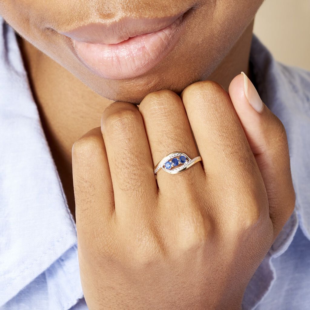 Bague Aurora Or Bicolore Saphir Et Diamant - Bagues avec pierre Femme | Histoire d’Or