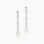 Boucles D'Oreilles Pendantes Silviane Argent Blanc Perle De Culture - Boucles d'oreilles fantaisie Femme | Histoire d&rsquo;Or