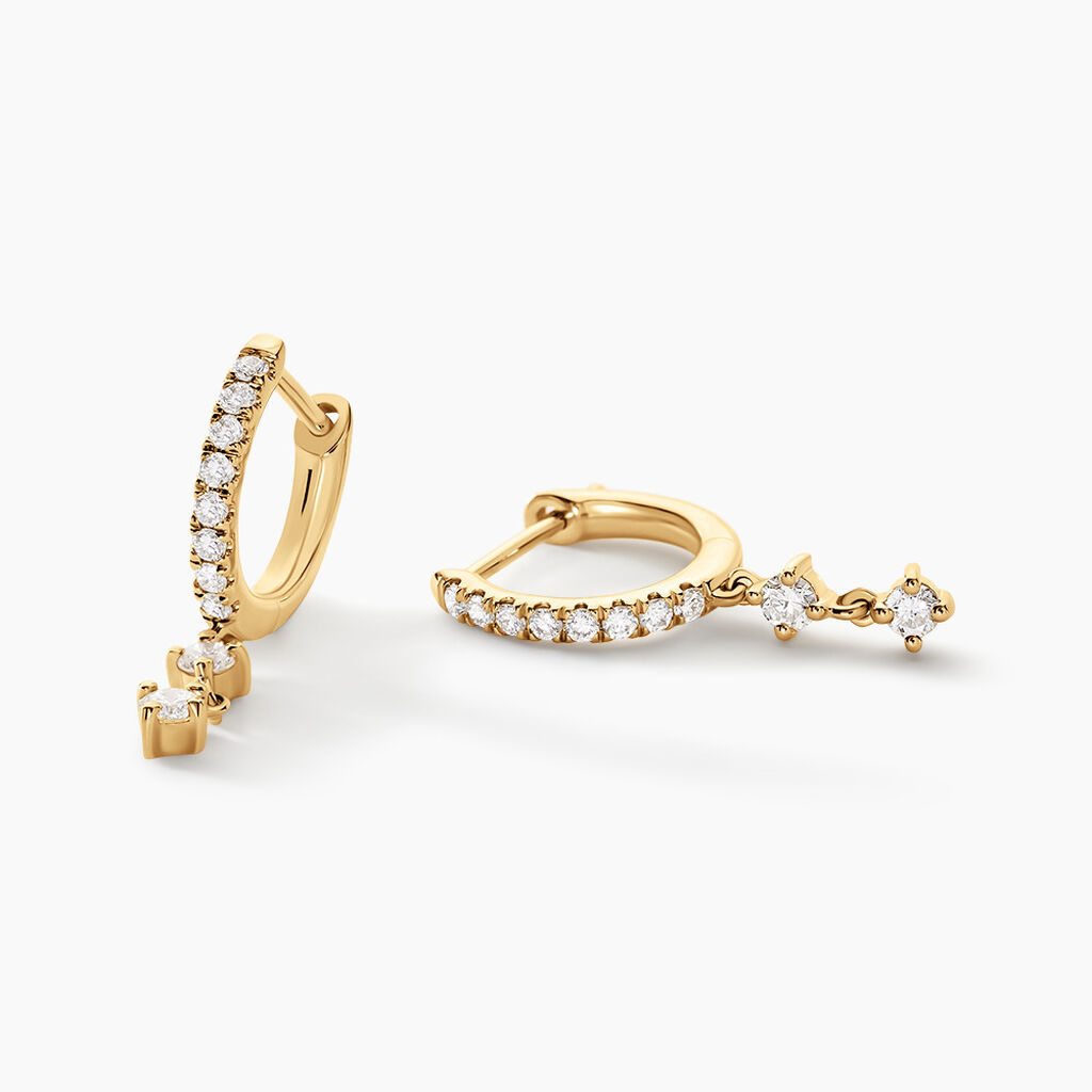 Cr&eacute;oles Sharyl Or Jaune Diamant Synth&eacute;tique - Boucles d'oreilles cr&eacute;oles Femme | Histoire d&rsquo;Or