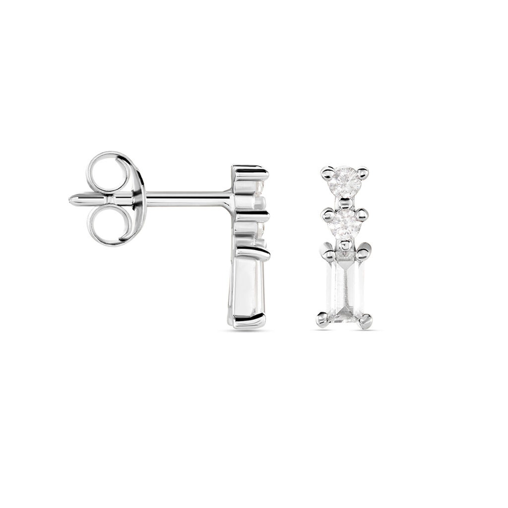Boucles D'oreilles Puces Iolyn Argent Blanc Oxyde De Zirconium - Boucles d'oreilles fantaisie Femme | Histoire d’Or