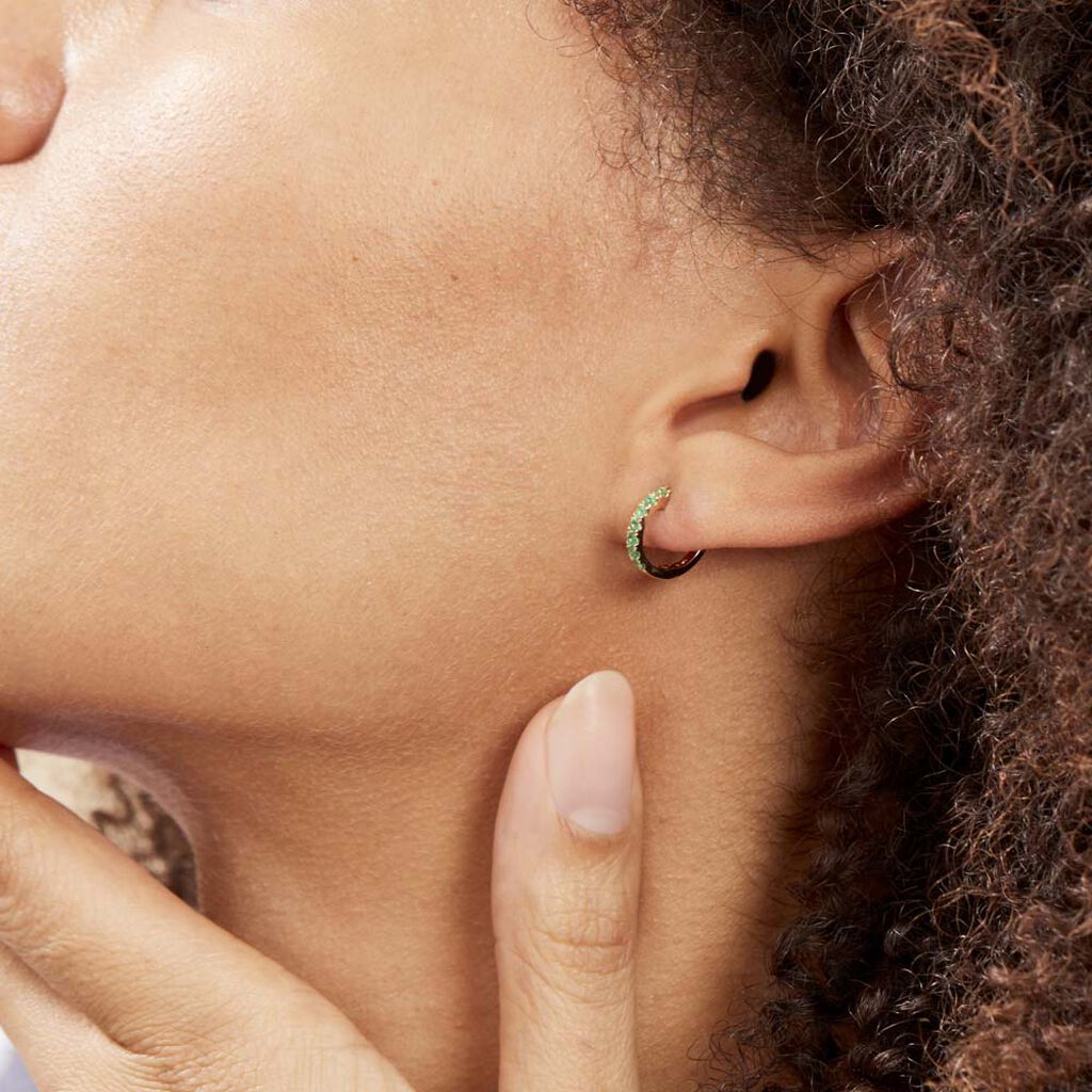 Créoles Or Jaune Killian Emeraudes - Boucles d'oreilles créoles Femme | Histoire d’Or