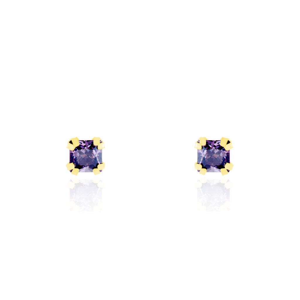 Boucles D'oreilles Puces Doreen Carre Or Jaune Oxyde De Zirconium - Clous d'oreilles Femme | Histoire d’Or
