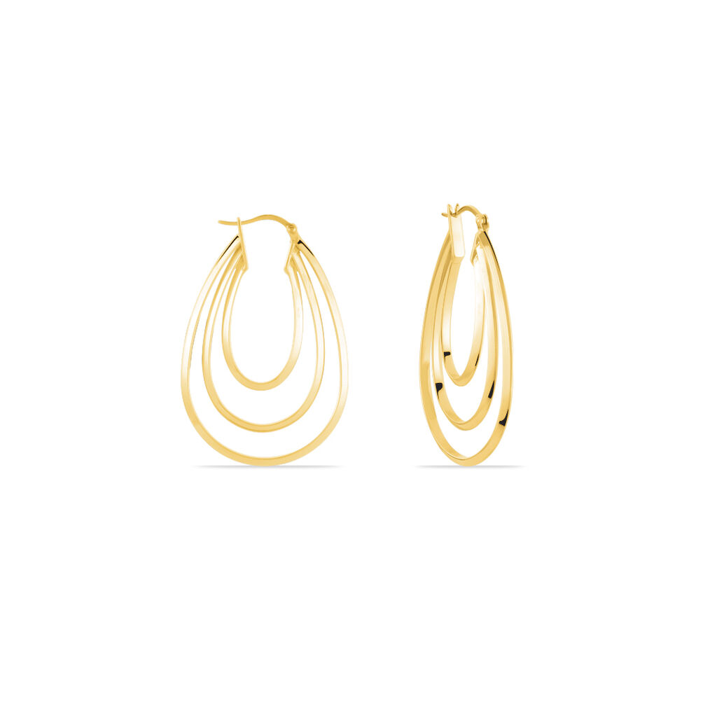 Créoles Aglae Acier Jaune - Boucles d'oreilles créoles Femme | Histoire d’Or