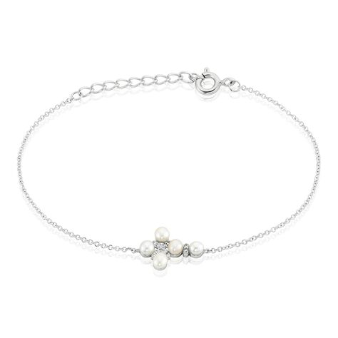 Bracelet Argent Blanc Burt Perles De Culture Oxydes De Zirconium - Bracelets Croix Femme | Histoire d’Or