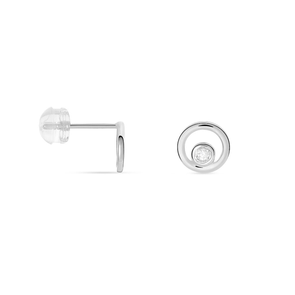 Boucles D'oreilles Puces Fidelia Or Blanc Diamant - Clous d'oreilles Femme | Histoire d’Or