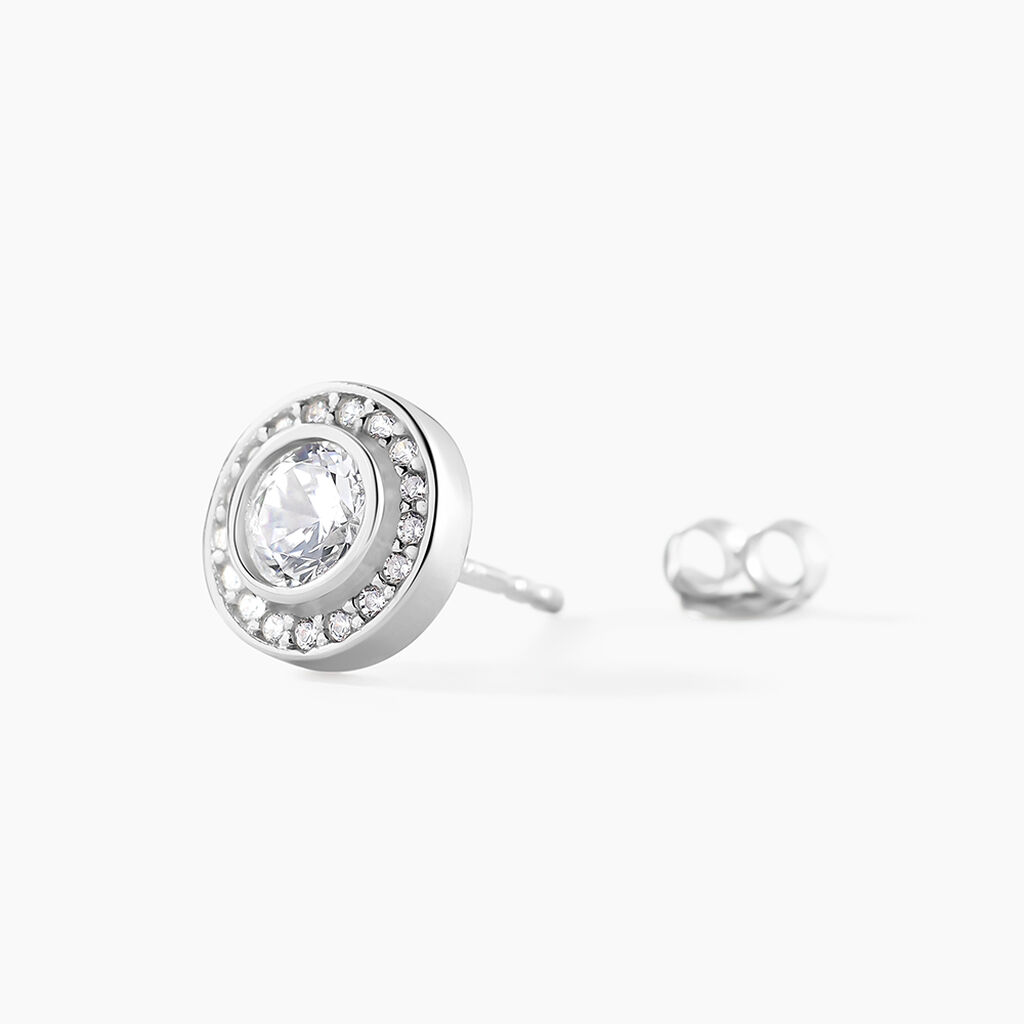 Boucles D'oreilles Puces Marquise Argent Blanc Oxyde De Zirconium - Boucles d'oreilles fantaisie Femme | Histoire d&rsquo;Or