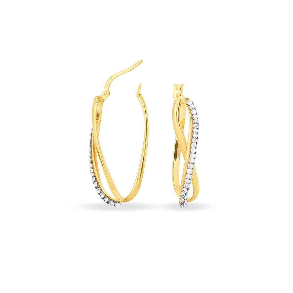 Créoles Domitilla Or Jaune Strass - Boucles d'oreilles créoles Femme | Histoire d’Or