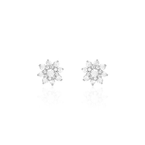 Boucles D'oreilles Puces Lorraine Argent Blanc Oxyde De Zirconium - Boucles d'oreilles fantaisie Femme | Histoire d’Or