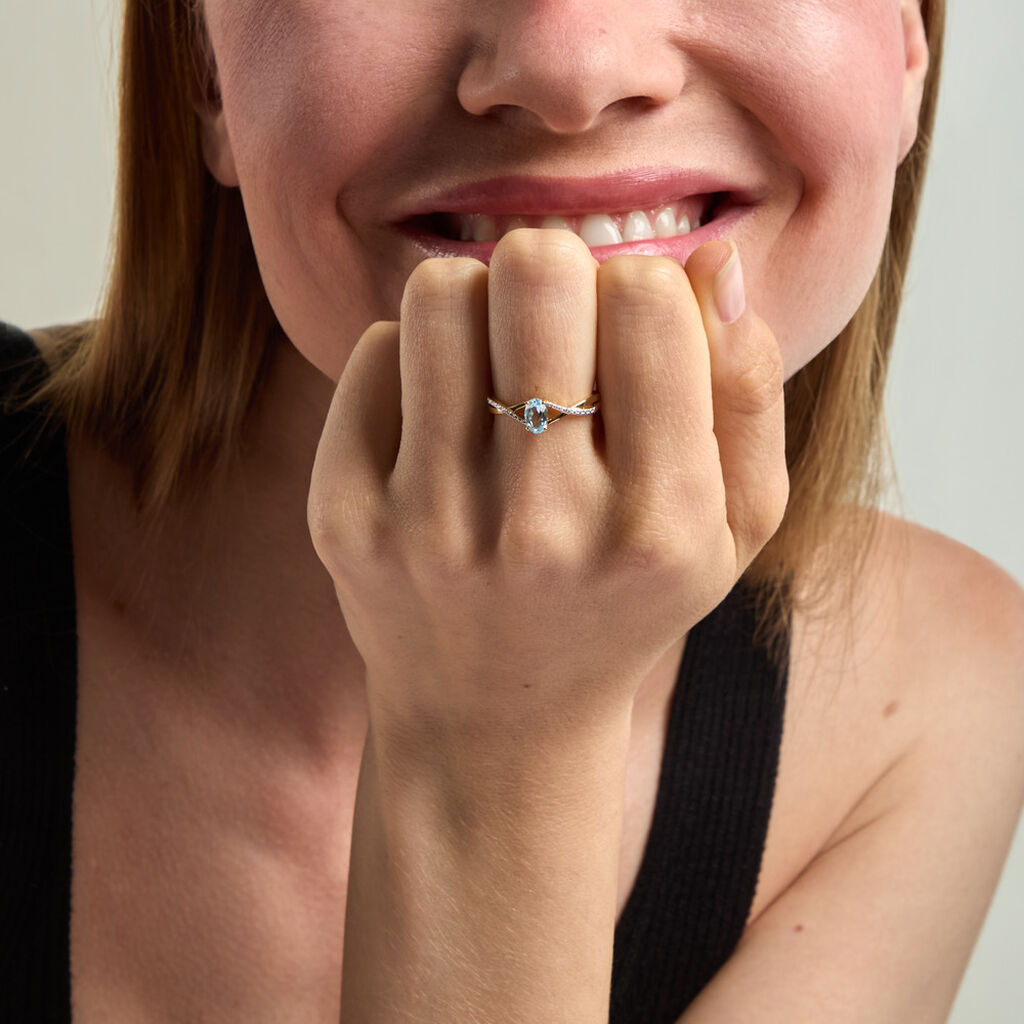 Bague Hemma Argent Dor&eacute; A L'Or 750/1000 Topaze Oxyde De Zirconium - Bagues solitaires Femme | Histoire d&rsquo;Or