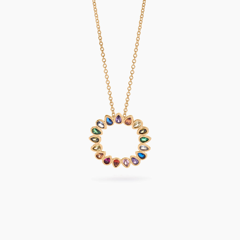 Collier Plaqu&eacute; Or Jaune Ethem Pierres Multicolores - Colliers Femme | Histoire d&rsquo;Or