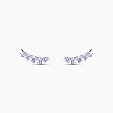 Boucles D'oreilles Grimpantes Adonia Argent Blanc Oxyde Bleu - Boucles d'oreilles fantaisie Femme | Histoire d&rsquo;Or