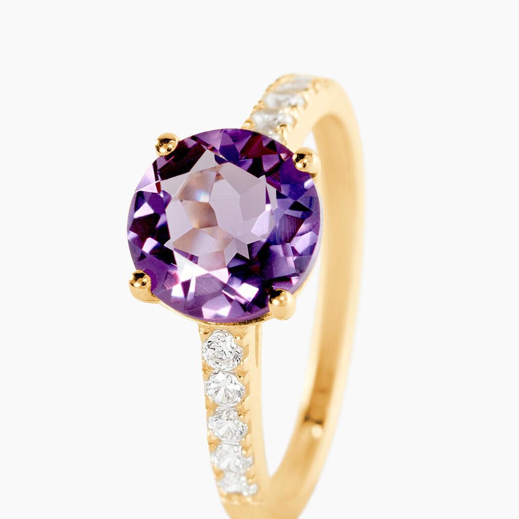 Bague Or Jaune Terese Am&eacute;thyste - Bagues solitaires Femme | Histoire d&rsquo;Or