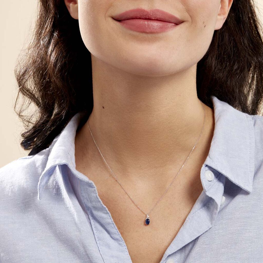 Collier Marie Or Blanc Saphir Diamant - Colliers Femme | Histoire d’Or