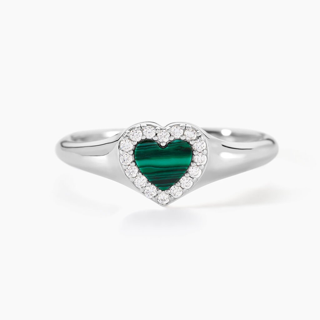 Bague Serment D'Argent Malachite Oxyde De Zirconium - Bagues solitaires Femme | Histoire d&rsquo;Or