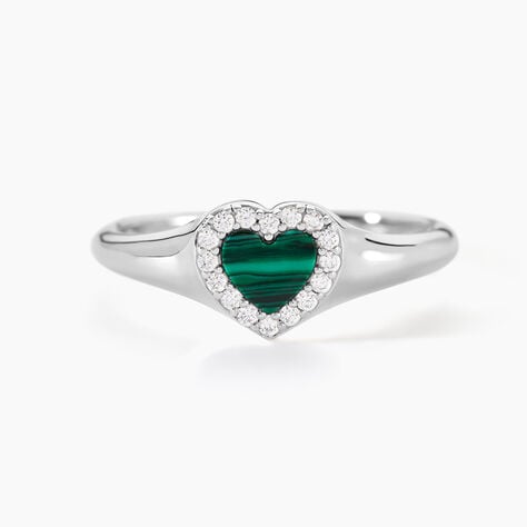 Bague Serment D'Argent Malachite Oxyde De Zirconium - Bagues solitaires Femme | Histoire d&rsquo;Or