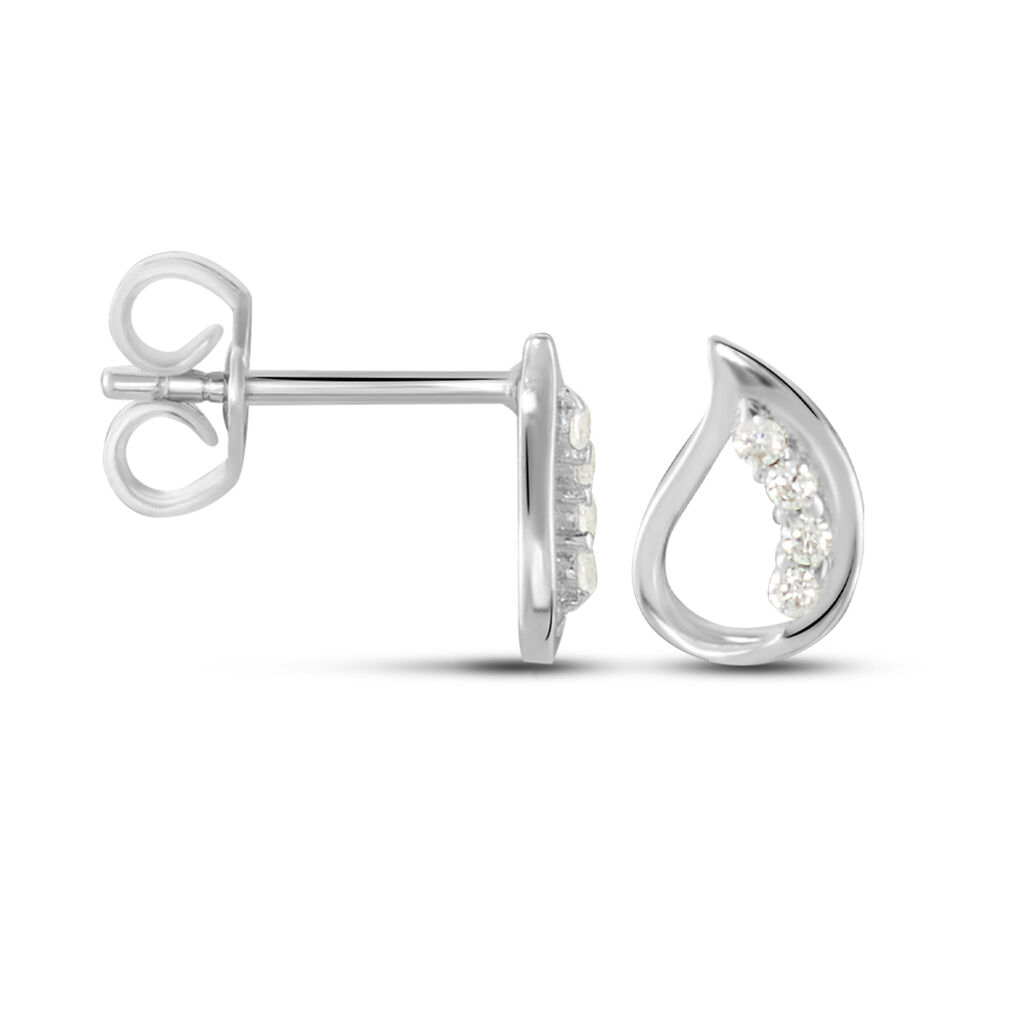 Boucles D'oreilles Puces Argent Blanc Sylvan Oxydes De Zirconium - Boucles d'oreilles fantaisie Femme | Histoire d’Or