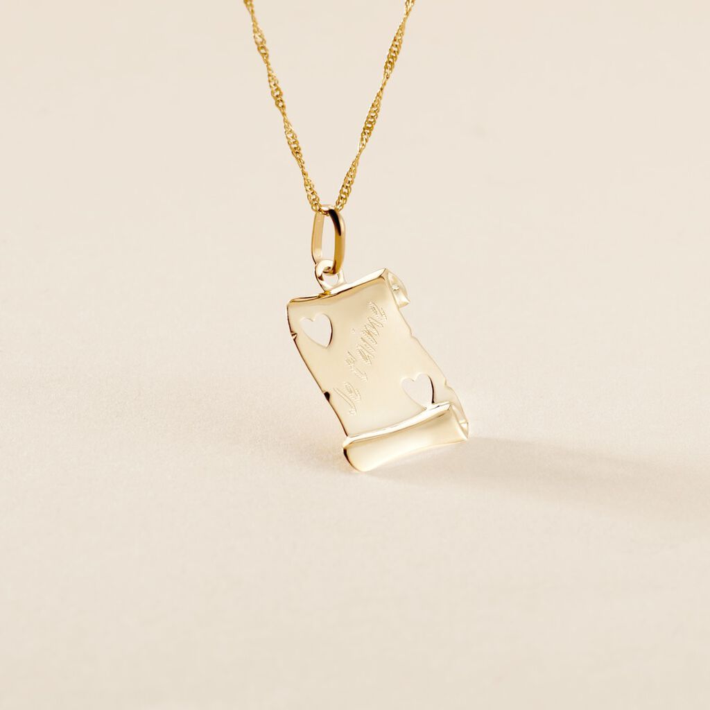Pendentif Sirona Parchemin Message Or Jaune - Pendentifs Famille | Histoire d&rsquo;Or