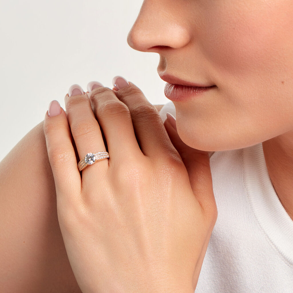 Bague Solitaire Plaque Or Jaune Oxyde De Zirconium -  Femme | Histoire d&rsquo;Or