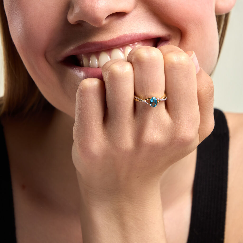 Bague Hemma Argent Dor&eacute; A L'Or 750/1000 Topaze Oxyde De Zirconium - Bagues solitaires Femme | Histoire d&rsquo;Or