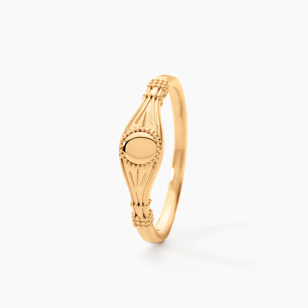 Chevalière Azteque Plaqué Or Jaune - Chevalières Femme | Histoire d’Or