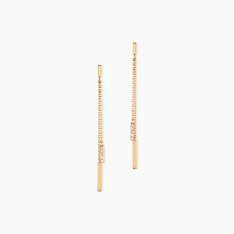 Boucles D'Oreilles Pendantes Ainhoaa Or Jaune Diamant - Boucles d'oreilles pendantes Femme | Histoire d&rsquo;Or