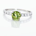 Bague Or Blanc Monroe P&eacute;ridot Oxydes De Zirconium - Bagues solitaires Femme | Histoire d&rsquo;Or