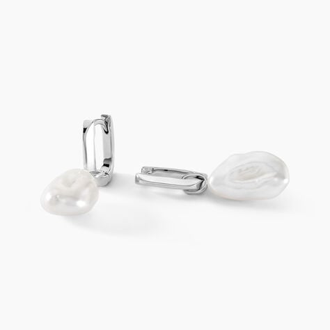 Cr&eacute;oles Onassis Argent Blanc Perle De Culture - Boucles d'oreilles cr&eacute;oles Femme | Histoire d&rsquo;Or