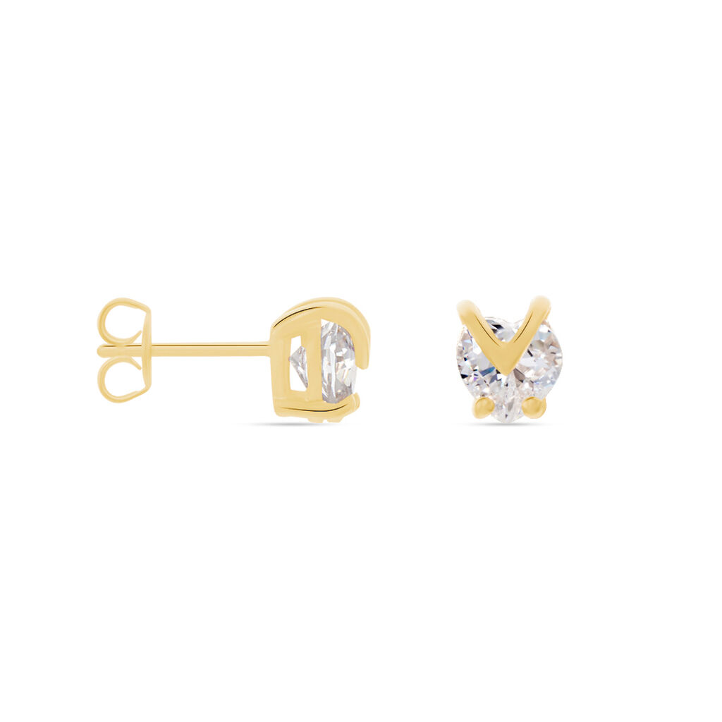 Boucles D'oreilles Puces Abelinia Plaqué Or Jaune Oxyde De Zirconium - Boucles d'oreilles fantaisie Femme | Histoire d’Or