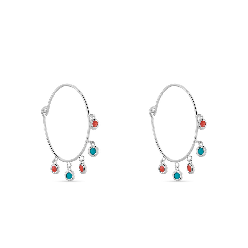 Créoles Tanaya Argent Blanc Verre - Boucles d'oreilles créoles Femme | Histoire d’Or