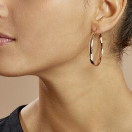 Créoles Argent Rose Ava - Boucles d'oreilles créoles Femme | Histoire d’Or