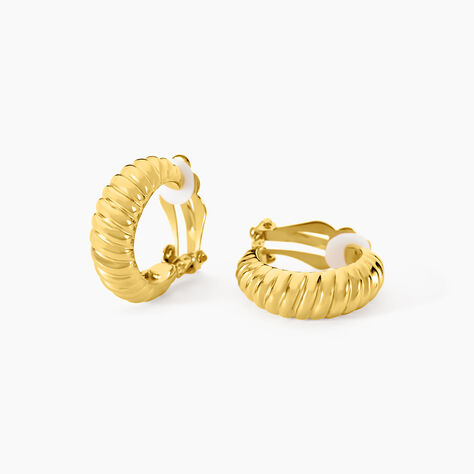 Créoles Lady Code Acier Jaune - Boucles d'oreilles Femme | Histoire d’Or